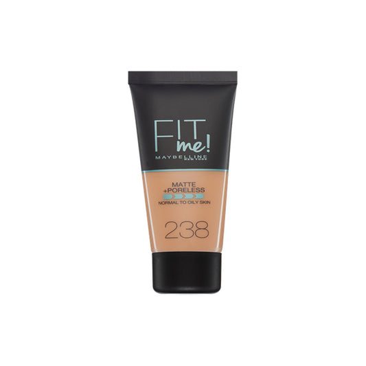 Maybelline Fit Me Mate y Afinaporos Tono 238 Rich Tan Base De Maquillaje Calca A Tu Tono y Textura Pieles Medias - 30ml