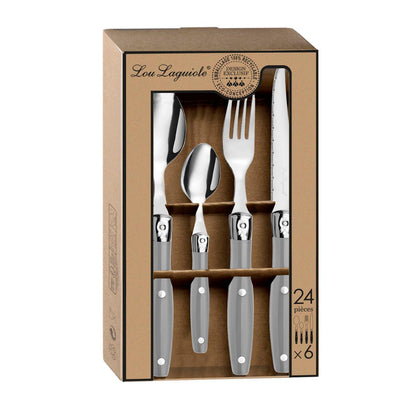 SET 24 CUBIERTOS ACERO INOX+ MANGO PP