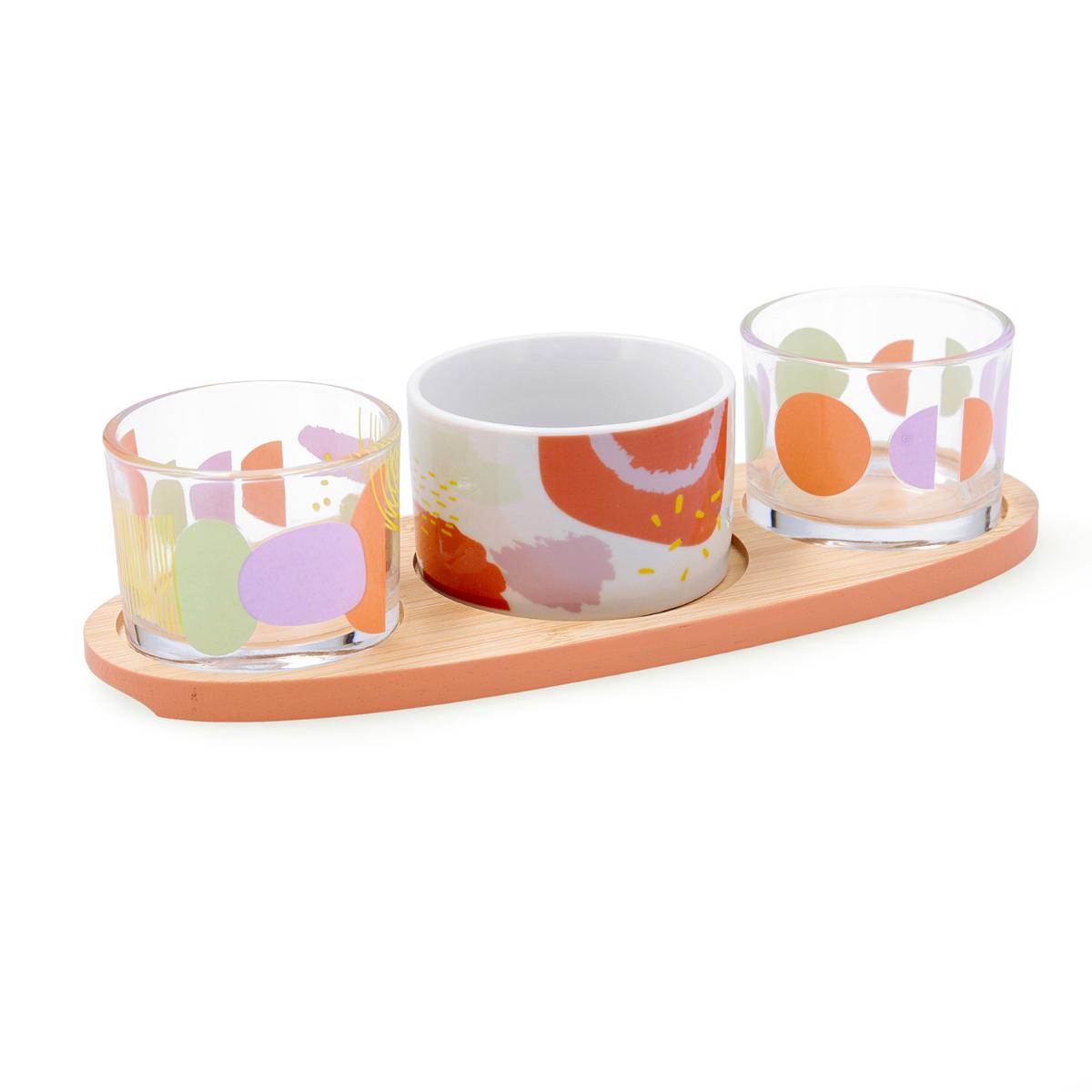 TABLA APERITIVO BAMBÚ VIDRIO PORCELANA