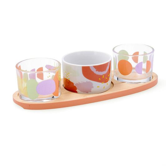 TABLA APERITIVO BAMBÚ VIDRIO PORCELANA