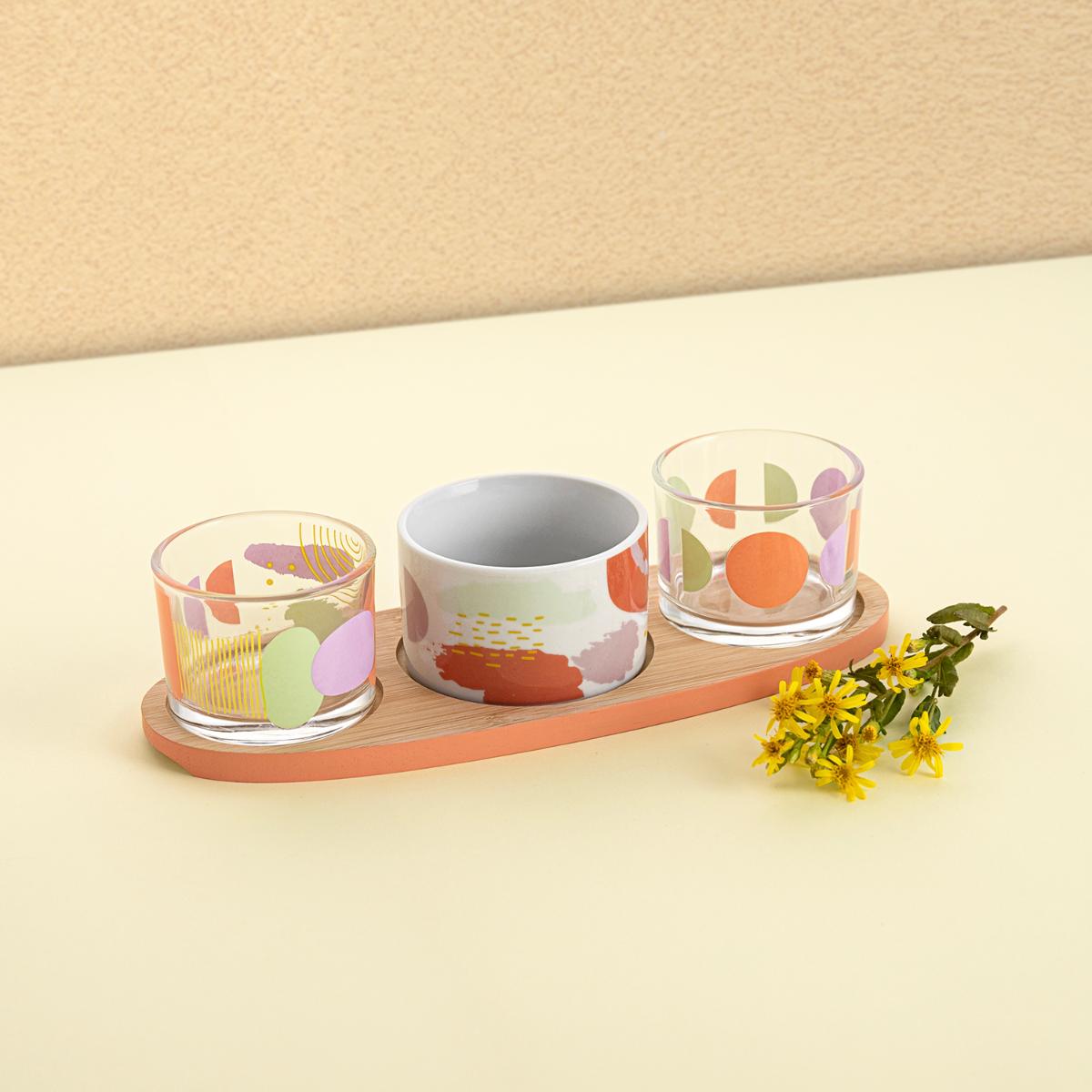 TABLA APERITIVO BAMBÚ VIDRIO PORCELANA