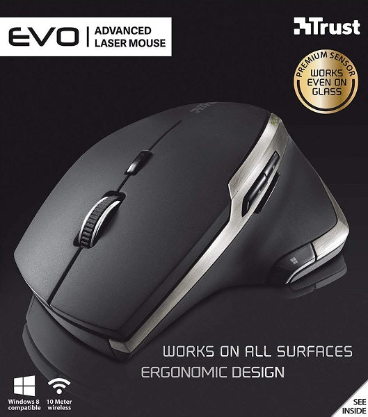 TRUST EVO ADVANCED LASER MOUSE - BLACK (SENSOR OPTICO DE 2.400 PPP REALES)