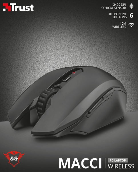 TRUST MACCI WIRELESS GAMING MOUSE GXT 115 (SENSOR OPTICO DE 2.400 PPP REALES)