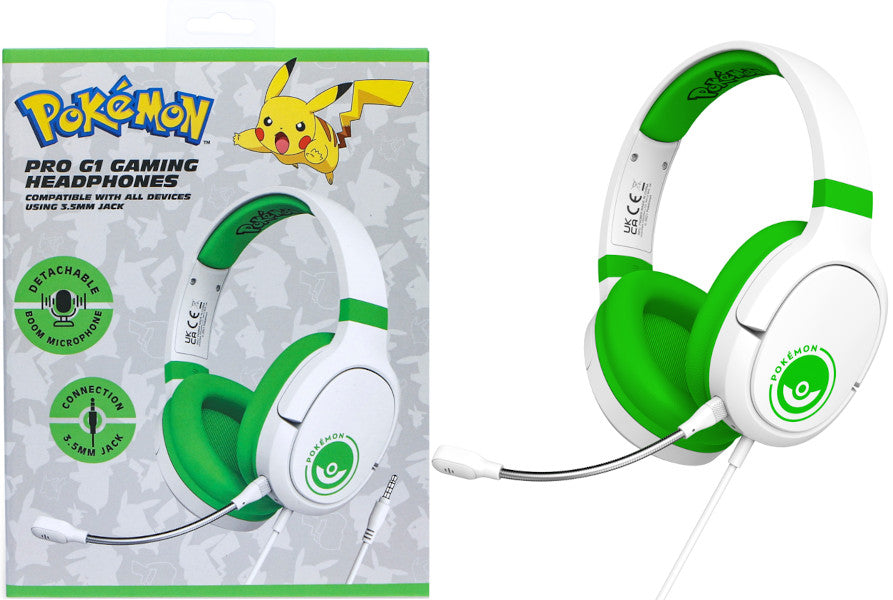 OTL PRO G1 GAMING HEADPHONES POKEMON POKEBALL WHITE / GREEN (BLANCO/VERDE)(SWITCH/TABLET/MOVIL/PC)