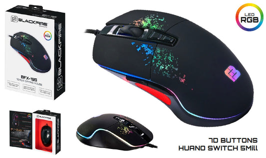 BLACKFIRE GAMING MOUSE RGB 7D BFX-195(XP/VISTA/7/8/10/MAC) (SENSOR OPTICO DE 7.200 PPP REALES)