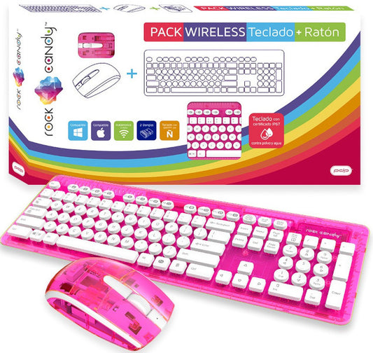 PDP ROCK CANDY WIRELESS TECLADO + RATON PINK (ROSA) (WINDOWS / MAC OS)