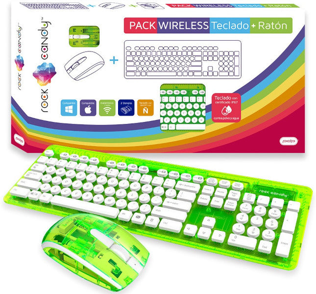 PDP ROCK CANDY WIRELESS TECLADO + RATON GREEN (VERDE LIMA) (WINDOWS / MAC OS)