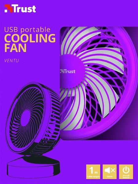 TRUST VENTILADOR COOLING FAN USB PORTABLE (PURPLE)