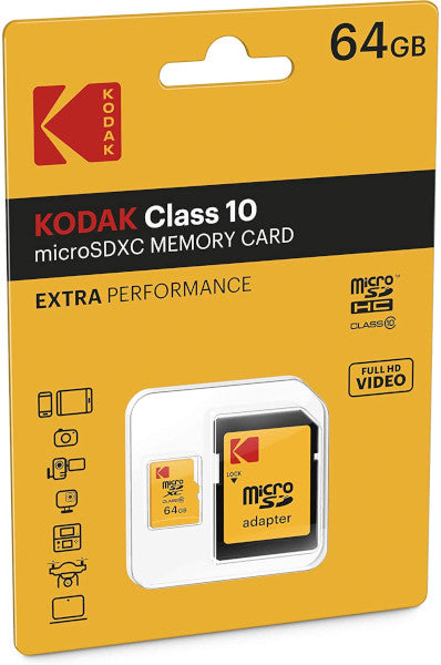 KODAK CLASS 10 MICROSDHC 64GB + ADAPTER