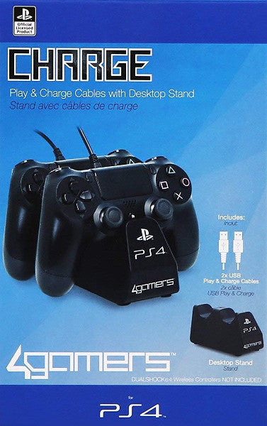 4GAMERS CHARGE CABLES & DESKTOP STAND NEGRO (OFICIAL)