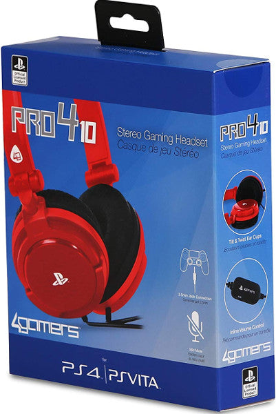 4GAMERS STEREO GAMING HEADSET PRO4-10 ROJO (OFICIAL)