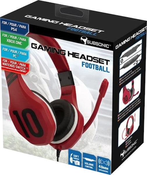 SUBSONIC GAMING HEADSET FOOTBALL RED (ROJO) (PS4/XBOX/SWITCH/PC)