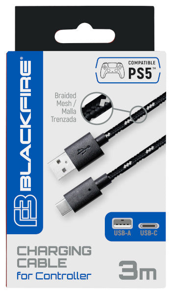 BLACKFIRE CHARGING CABLE FOR CONTROLLER (USB-A/USB-C) 3 METROS