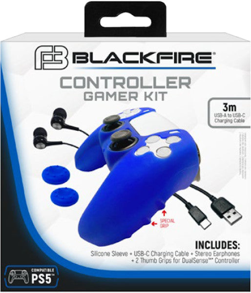 BLACKFIRE CONTROLLER GAMER KIT (SILICONE SLEEVE+ USB CHARGING CABLE+STEREO EARPHONES+2 THUMB GRIPS)