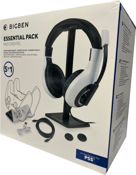 BIGBEN ESSENTIAL PACK 5 IN 1 WHITE (HEADSET/SOPORTE HEADSET/BASE DE CARGA 2 DUAL/CABLE USB/2 GRIPS)