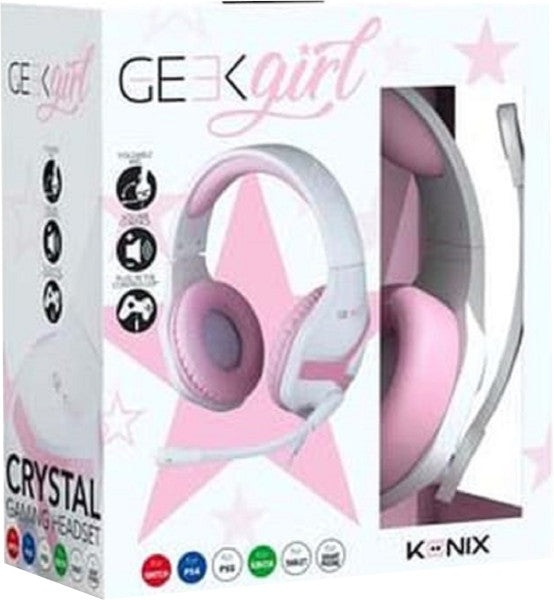 KONIX GAMING HEADSET GEEK GIRL CRYSTAL (PS4/SWITCH/XBOX S/XBONE/PC)