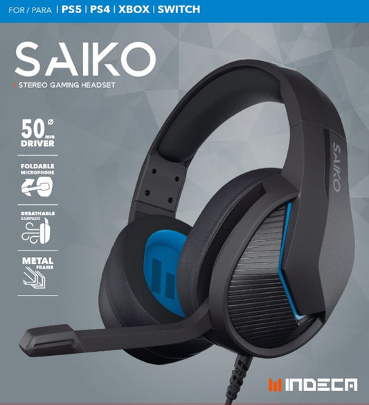 INDECA STEREO GAMING HEADSET SAIKO BLACK (NEGRO) (PS4/XBOX/SWITCH)