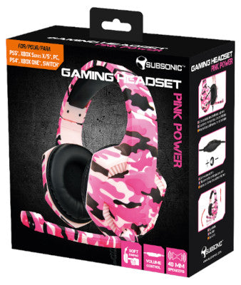 SUBSONIC GAMING HEADSET PINK POWER (PS5/XBX/PS4/XBO/SWITCH/PC/MOVIL)