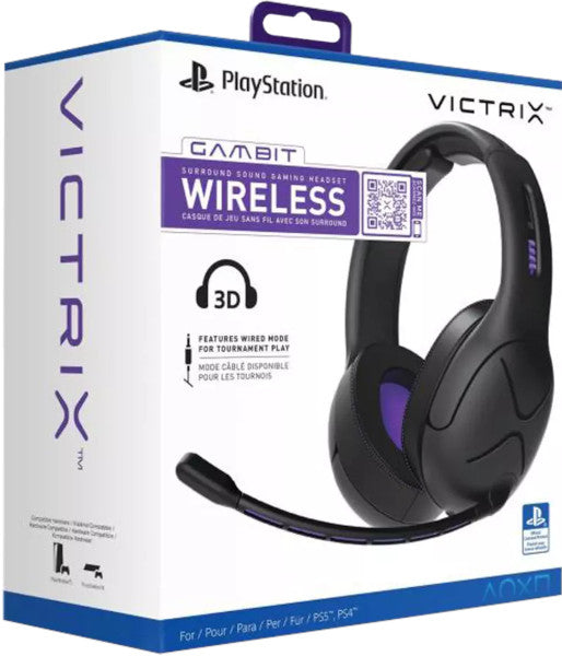 PDP VICTRIX GAMBIT BLACK WIRELESS SURROUND SOUND GAMING HEADSET (PS4)