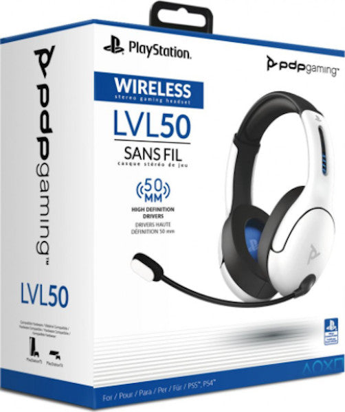 PDP WIRELESS STEREO HEADSET LVL50 WHITE CON MICROFONO FLEXIBLE (BLANCO) (PS4)