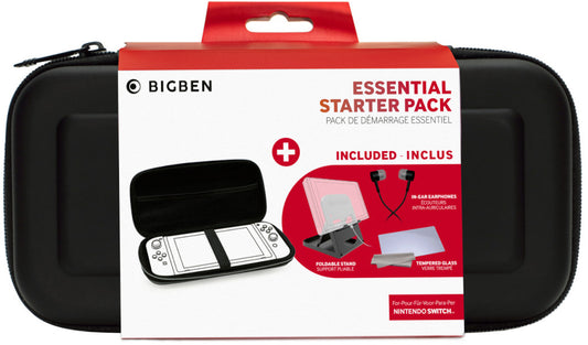 BIGBEN ESSENTIAL STARTER PACK NEGRO (FUNDA RIGIDA/PROTECTOR PANTALLA/AURICULARES/SOPORTE)