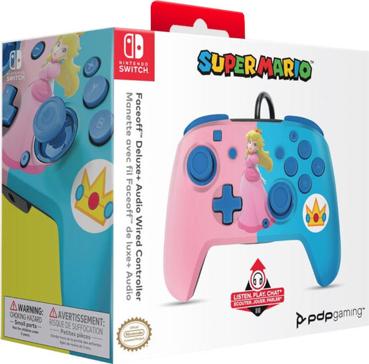 PDP FACEOFF DELUXE AUDIO WIRED CONTROLLER SUPER MARIO: PEACH