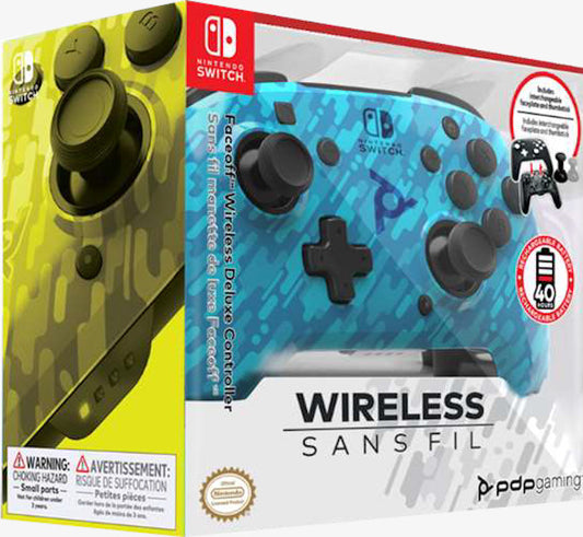 PDP FACEOFF WIRELESS DELUXE CONTROLLER SANS FIL BLUE (AZUL)