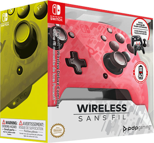 PDP FACEOFF WIRELESS DELUXE CONTROLLER SANS FIL PINK (ROSA)