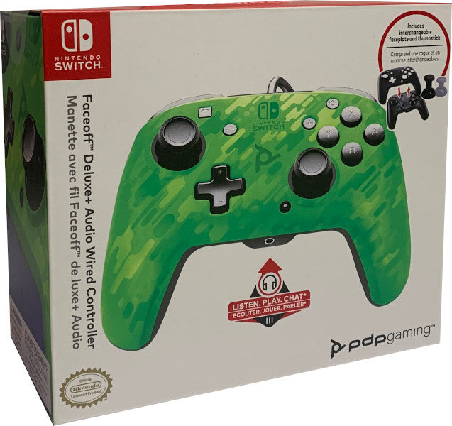 PDP FACEOFF DELUXE + AUDIO WIRED CONTROLLER VERDE CAMO