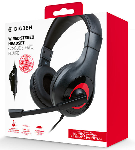 BIGBEN WIRED STEREO HEADSET (NEGRO/ROJO) (LITE)