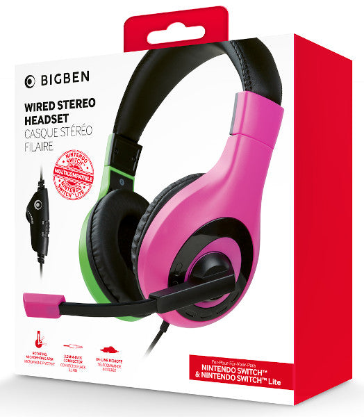 BIGBEN WIRED STEREO HEADSET PINK/GREEN (ROSA/VERDE) (LITE)