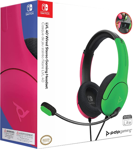 PDP LVL 40 WIRED STEREO GAMING HEADSET PINK/GREEN (ROSA/VERDE)