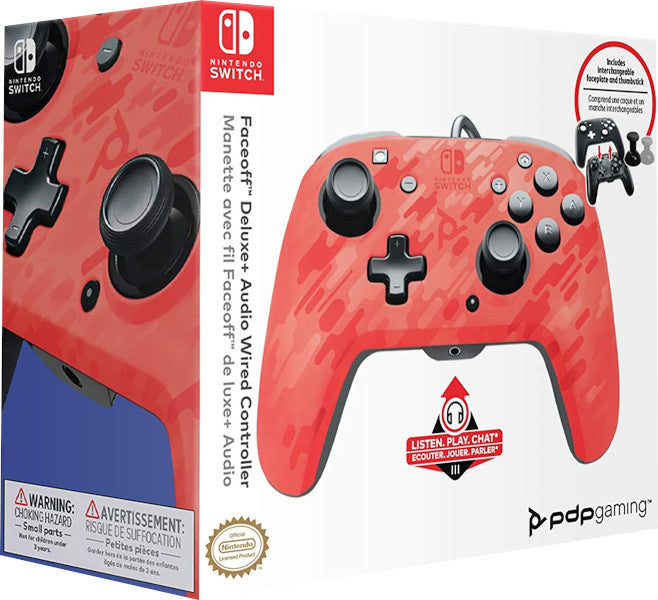 PDP FACEOFF DELUXE + AUDIO WIRED CONTROLLER RED (ROJO)