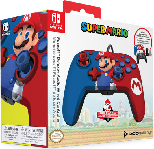 PDP FACEOFF WIRED CONTROL+AUDIO WIRED CONTROLLER SUPER MARIO BLUE/RED(AZUL/ROJO)