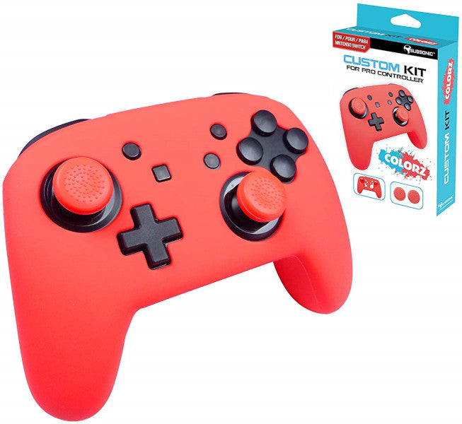 SUBSONIC CUSTOM KIT FOR PRO CONTROLLER (FUNDA SILICONA + 2 GRIPS) ROJO