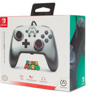 POWER A ENHANCED WIRED CONTROLLER SUPER MARIO SILVER (PLATEADO)