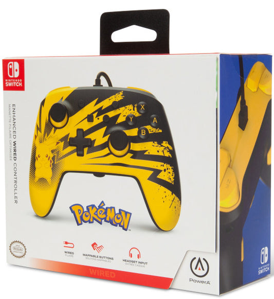 POWER A ENHANCED WIRED CONTROLLER POKEMON PIKACHU LIGHTNING (AMARILLO/NEGRO)