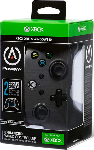 POWER A WIRED CONTROLLER ENHANCED BRUSHED GUNMETAL (XBOX ONE/WINDOWS 10)