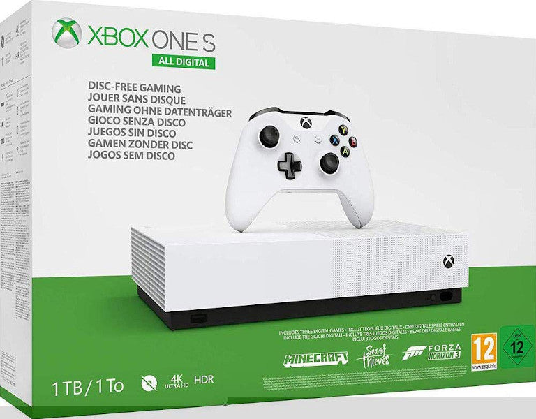 1 TB/TO XB ONE S BLANCA ALL DIGITAL EDITION (FORTNITE + SEA OF THIEVES + MINECRAFT)