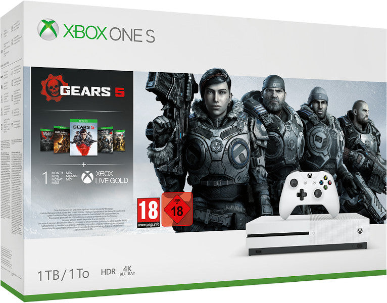 1 TB/TO XB ONE S BLANCA + GEARS OF WAR 5 +1 MES XBOX LIVE GOLD