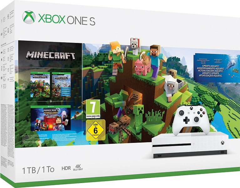 1 TB/TO XB ONE S BLANCA + MINECRAFT (4 JUEGOS)