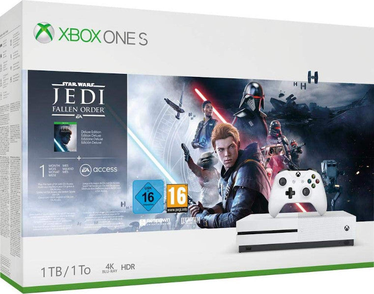 1 TB/TO XB ONE S BLANCA + STAR WARS JEDI:FALLEN ORDER + 1 MES XBOX LIVE GOLD