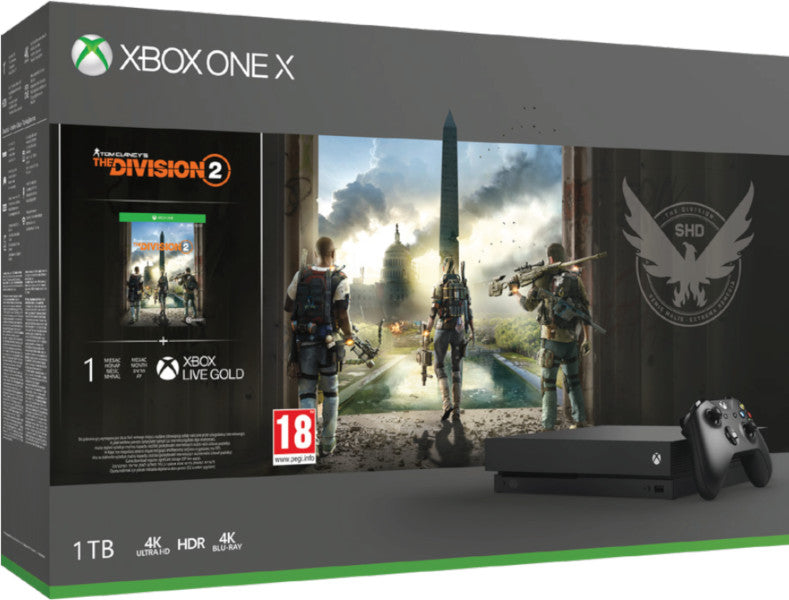 1 TB/TO XB ONE X NEGRA + TOM CLANCY’S THE DIVISION 2 +1 MES XBOX LIVE GOLD