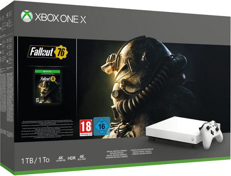 1 TB XB ONE X BLANCA 4K ULTRA HDR + FALLOUT 76 + 1 MES XBOX LIVE GOLD