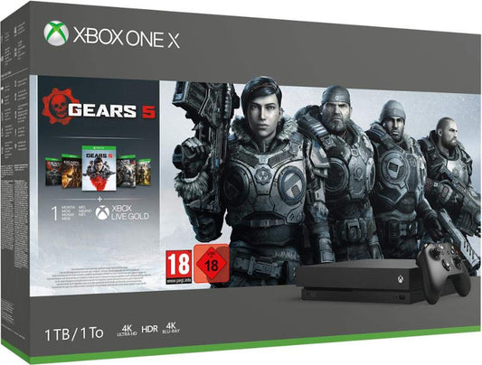 1 TB XB ONE X NEGRA 4K ULTRA HDR + GEARS OF WAR 5 +1 MES XBOX LIVE GOLD