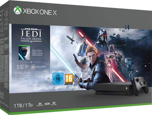 1 TB XB ONE X NEGRA 4K ULTRA HDR + STAR WARS JEDI :FALLEN ORDER + 1 MES XBOX LIVE GOLD