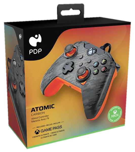 PDP WIRED CONTROLLER ATOMIC CARBON + GAME PASS 1 MES (XBONE)