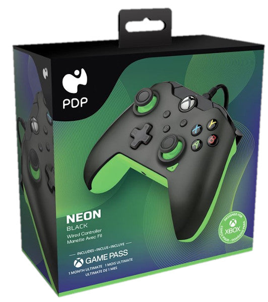 PDP WIRED CONTROLLER NEON BLACK + GAME PASS 1 MES (XBONE)