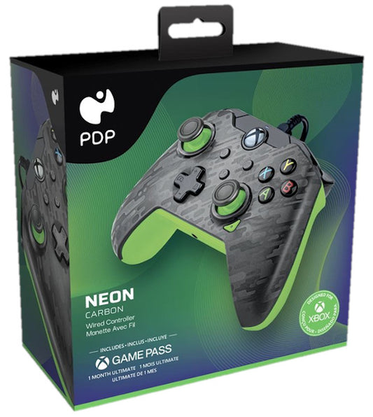 PDP WIRED CONTROLLER NEON CARBON + GAME PASS 1 MES (XBONE/PC)