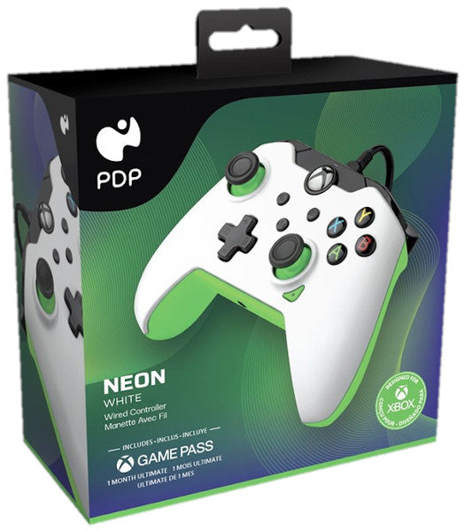 PDP WIRED CONTROLLER NEON WHITE + GAME PASS 1 MES (XBONE/PC)